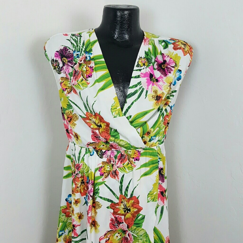 Victoria Secret dress floral asymmetrical v-neck women size S